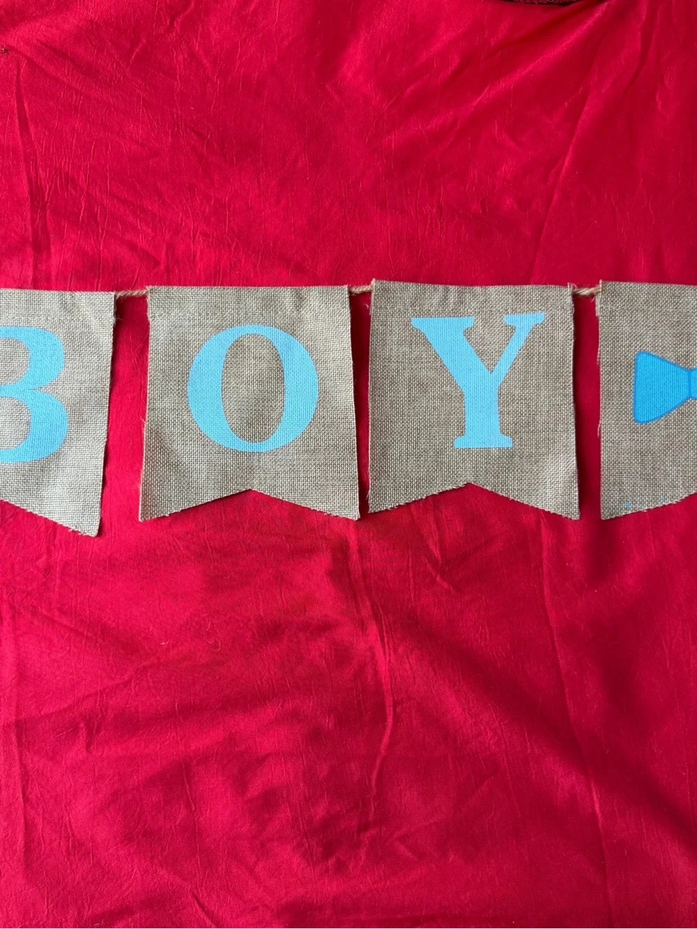 Burlap Gender Reveal Banner with Pink and Blue Accents